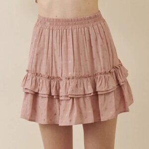 Storia Blush Pink Scattered Star Ruffled Mini Skirt, S